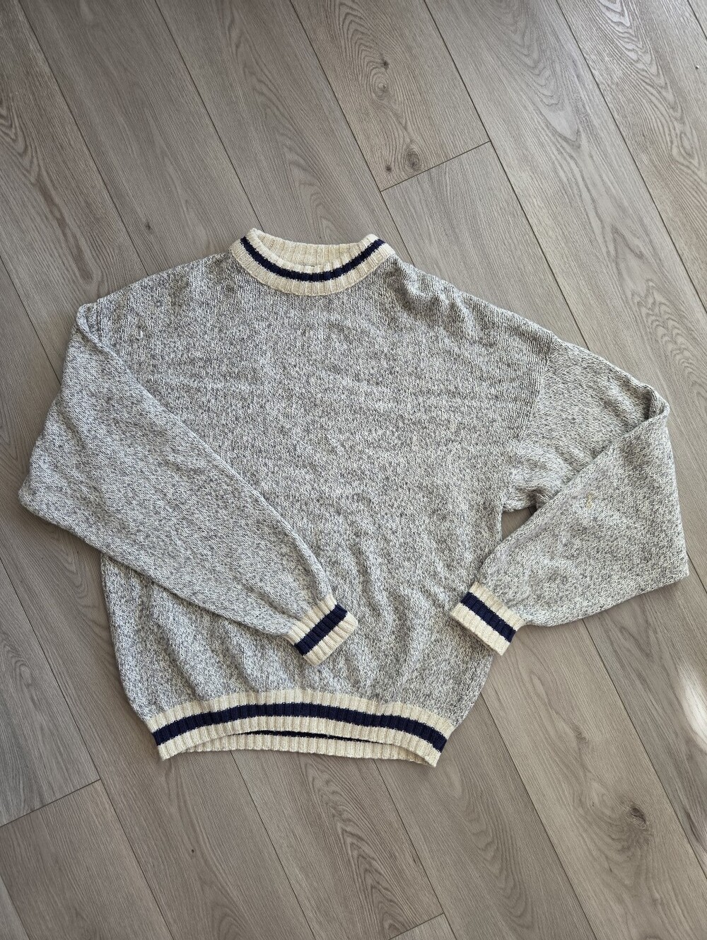 Vintage 90s Lakeland Canada Cozy Warm Heather Grey Knit Crewneck Sweater, XL